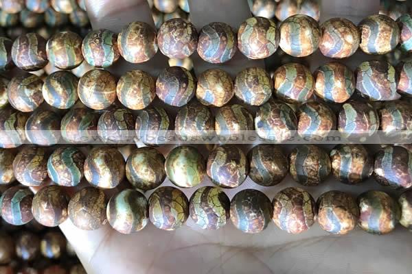 CAA3899 15 inches 10mm round tibetan agate beads wholesale