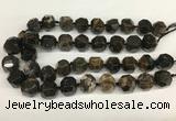 CAA4057 15*16mm - 16*17mm faceted nuggets chrysanthemum agate beads