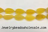 CAA4077 15.5 inches 30*50mm flat teardrop yellow agate gemstone beads