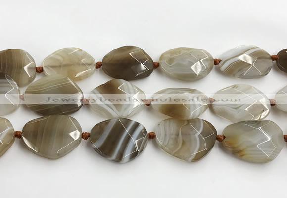 CAA4080 15.5 inches 22*30mm - 26*32mm faceted freeform line agate beads