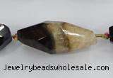 CAA418 15.5 inches 15*30mm faceted rice agate druzy geode beads