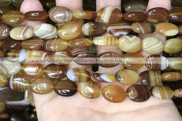 CAA4211 15.5 inches 10*14mm oval line agate beads wholesale