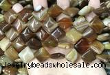 CAA4233 15.5 inches 14*14mm diamond line agate beads wholesale