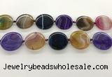 CAA4300 15.5 inches 30mm flat round line agate beads wholesale