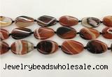 CAA4301 15.5 inches 25*30mm twisted oval line agate beads