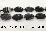 CAA4304 15.5 inches 30*40mm twisted oval line agate beads