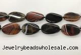 CAA4305 15.5 inches 30*40mm twisted oval line agate beads