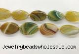 CAA4306 15.5 inches 32*40mm twisted oval line agate beads