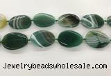 CAA4307 15.5 inches 30*40mm twisted oval line agate beads