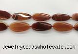 CAA4311 15.5 inches 25*50mm twisted oval line agate beads