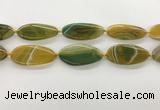 CAA4313 15.5 inches 25*50mm twisted oval line agate beads