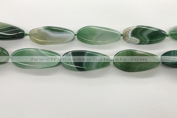 CAA4314 15.5 inches 25*50mm twisted oval line agate beads