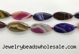 CAA4315 15.5 inches 25*50mm twisted oval line agate beads