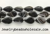 CAA4318 15.5 inches 25*35mm twisted flat teardrop line agate beads