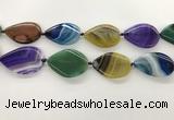 CAA4323 15.5 inches 30*40mm twisted oval line agate beads