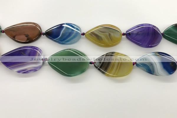 CAA4323 15.5 inches 30*40mm twisted oval line agate beads