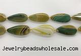 CAA4326 15.5 inches 25*50mm flat teardrop line agate beads