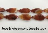 CAA4330 15.5 inches 25*50mm flat teardrop line agate beads