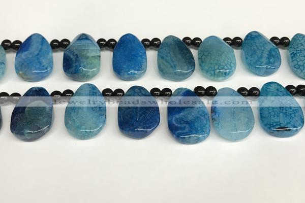 CAA4364 Top drilled 20*30mm freeform dragon veins agate beads