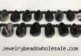 CAA4369 Top drilled 20*30mm freeform black banded agate beads