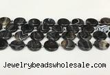 CAA4396 15.5 inches 20mm flat round black banded agate beads