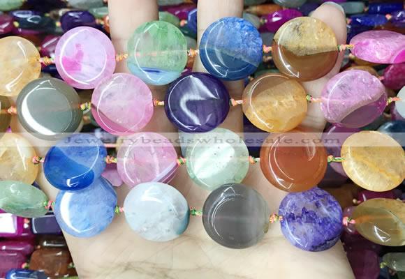 CAA4406 15.5 inches 20mm flat round agate druzy geode beads