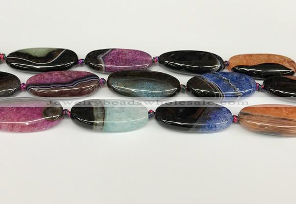 CAA4409 15.5 inches 20*40mm flat round agate druzy geode beads