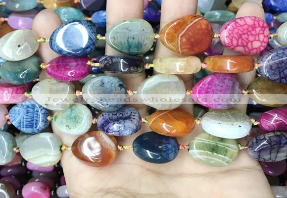 CAA4476 15.5 inches 15*20mm flat teardrop dragon veins agate beads