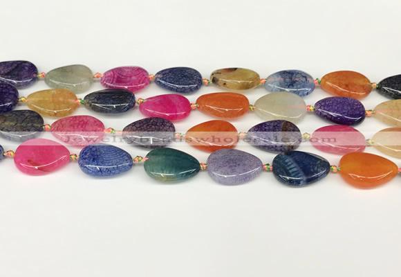 CAA4493 15.5 inches 15*20mm flat teardrop dragon veins agate beads