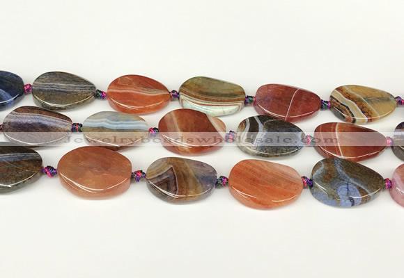 CAA4523 15.5 inches 20*26mm twisted oval dragon veins agate beads