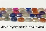 CAA4524 15.5 inches 13*18mm faceted rectangle dragon veins agate beads