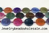 CAA4528 15.5 inches 25mm flat round dragon veins agate beads