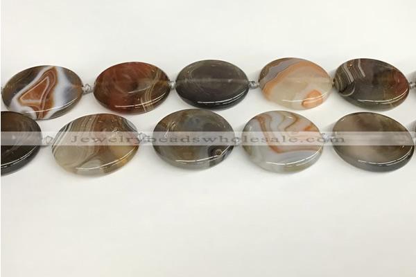 CAA4551 15.5 inches 30mm flat round banded agate beads wholesale