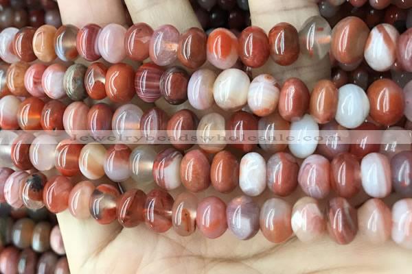 CAA4563 15.5 inches 6*10mm - 8*11mm rondelle south red agate beads