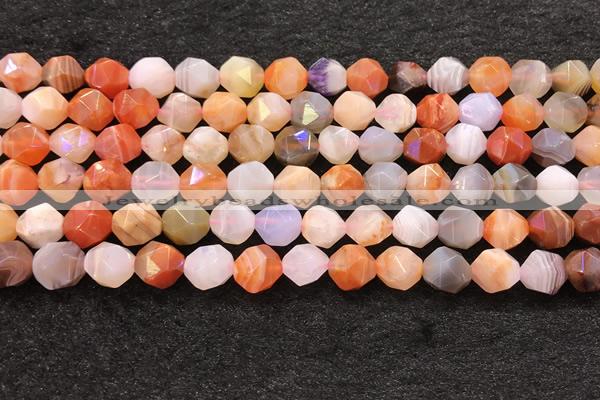 CAA4576 15.5 inches 8mm faceted nuggets mixed botswana agate beads