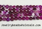 CAA4582 15.5 inches 10mm flat round banded agate beads wholesale