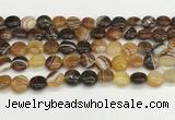 CAA4588 15.5 inches 12mm flat round banded agate beads wholesale