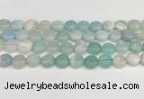 CAA4592 15.5 inches 12mm flat round banded agate beads wholesale