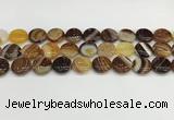 CAA4596 15.5 inches 14mm flat round banded agate beads wholesale