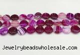 CAA4598 15.5 inches 14mm flat round banded agate beads wholesale