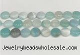 CAA4608 15.5 inches 16mm flat round banded agate beads wholesale