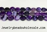 CAA4613 15.5 inches 18mm flat round banded agate beads wholesale