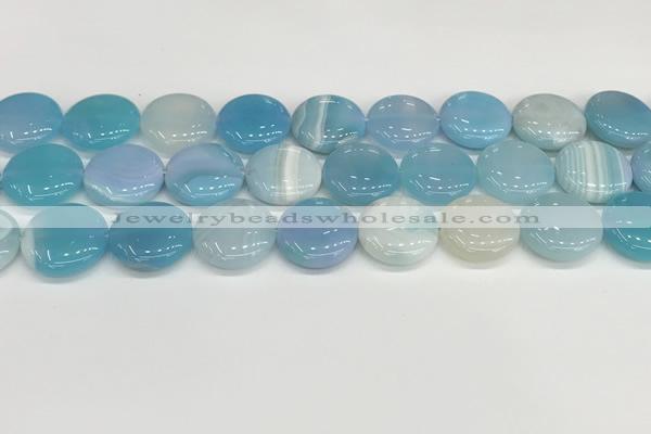 CAA4616 15.5 inches 18mm flat round banded agate beads wholesale