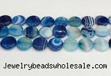 CAA4617 15.5 inches 18mm flat round banded agate beads wholesale