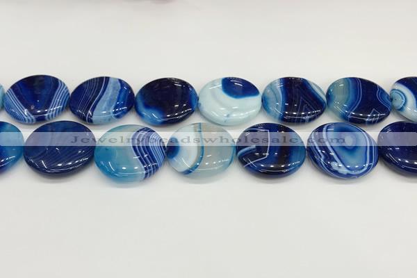 CAA4633 15.5 inches 25mm flat round banded agate beads wholesale