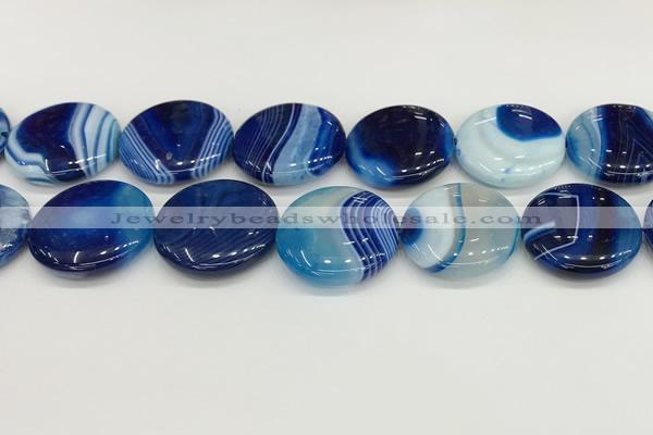 CAA4641 15.5 inches 30mm flat round banded agate beads wholesale