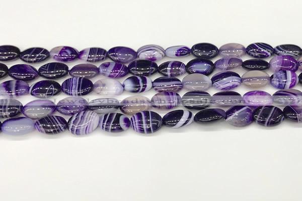 CAA4646 15.5 inches 10*14mm oval banded agate beads wholesale