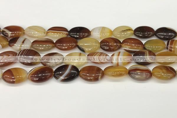 CAA4661 15.5 inches 13*18mm oval banded agate beads wholesale