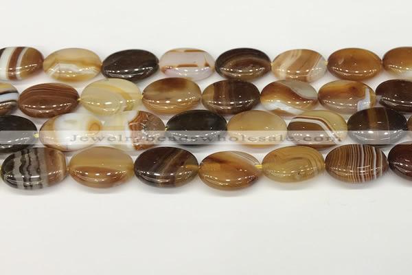 CAA4669 15.5 inches 15*20mm oval banded agate beads wholesale