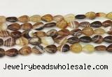 CAA4686 15.5 inches 10*14mm flat teardrop banded agate beads wholesale